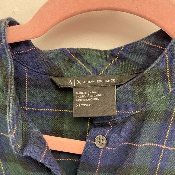 Armani Exchange Plaid Button Up Flannel Shirt Sz XS - Picture 2 of 5